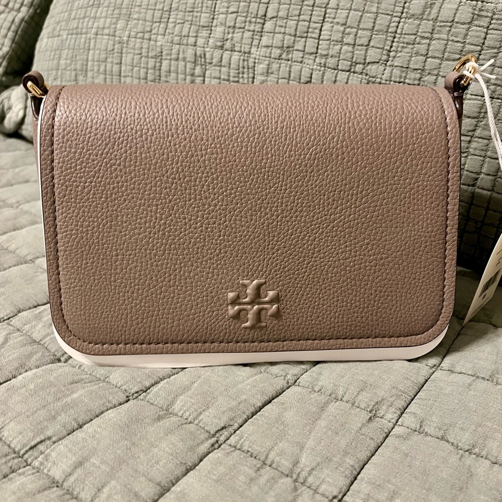 Tory Burch Taupe Leather Crossbody Bag